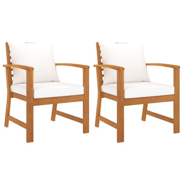 vidaXL Garden Chair Set of 2 Cream and Wood