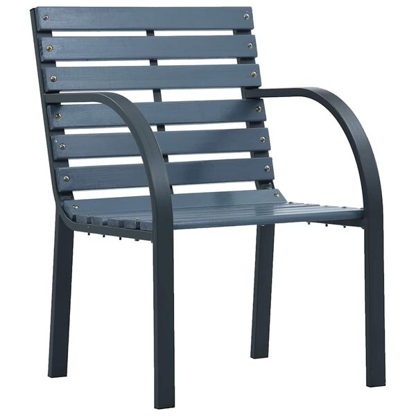 vidaXL Garden Chair Set of 2 Grey Solid Fir Wood Standard Durable