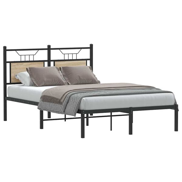 vidaXL Bed Frame Sonoma oak Engineered wood, steel Double Bed Frame