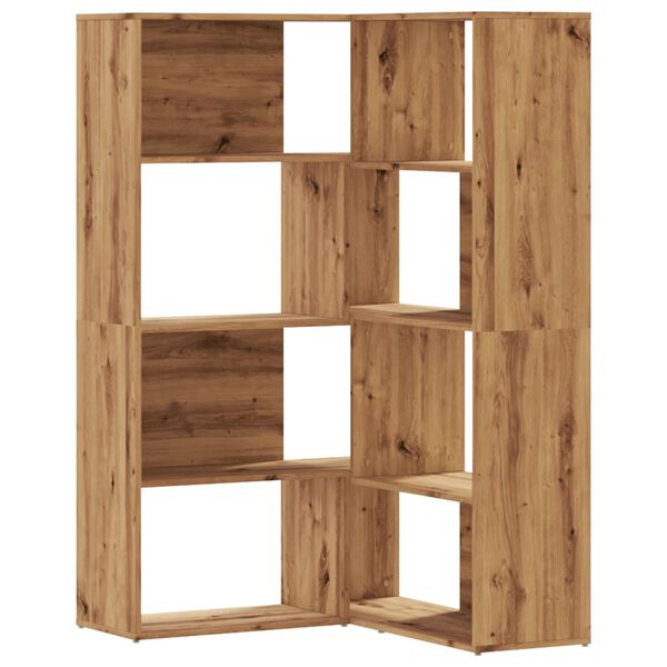 vidaXL Corner Bookcase 4-Tier Artisian Oak 33.5x33.5x55.1" Engineered Wood