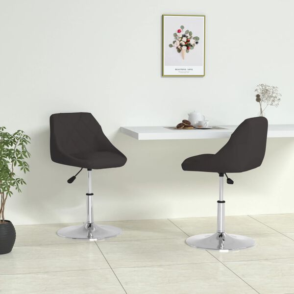 vidaXL Dining Chair Set of 2 Black Faux leather, chrome-plated steel
