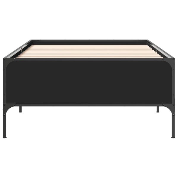 vidaXL Bed Frame Black Engineered wood and metal Single Modern