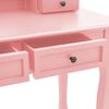 vidaXL Dressing Table Set with Stool Pink 39.4x15.7x57.5" Paulownia Wood