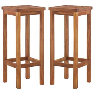 vidaXL Bar Chair Set of 2 Natural wood Solid acacia wood Medium