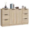vidaXL Sideboard Set of 3 Sonoma Oak Engineered Wood Medium Sideboard