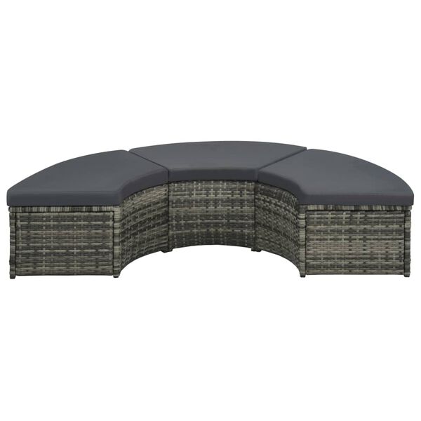 vidaXL Sofa Set Grey PE Rattan Large Modular 7 Piece Patio Lounge Set