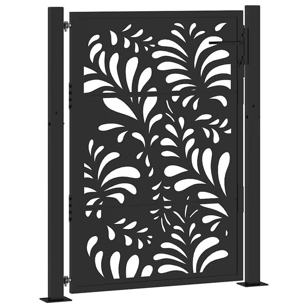 vidaXL Garden Gate Black 39.4x49.2" Steel Wave  Design