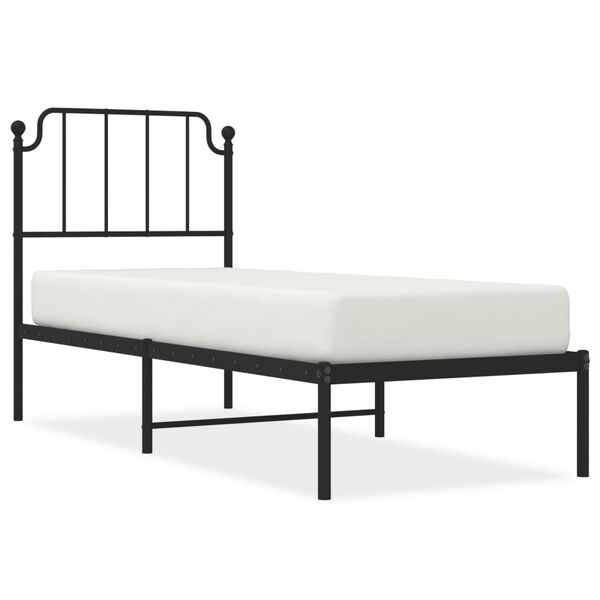 vidaXL Bed Frame Black Steel Single Bed Frame Rectangular