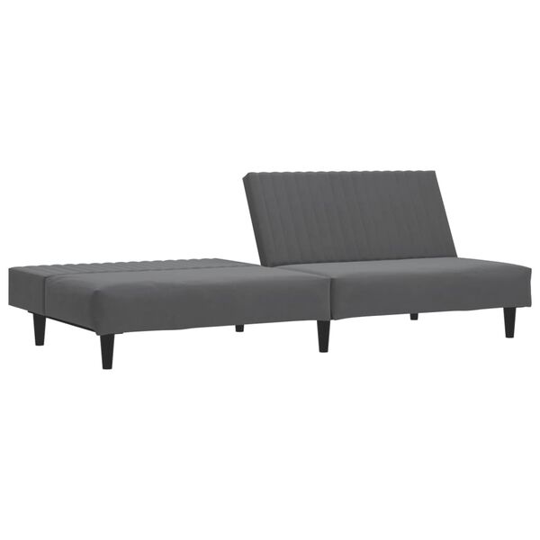 vidaXL Sofa Bed Dark Grey Velvet, Wood 2-seater Convertible