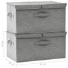 vidaXL Storage Box Set of 2 Grey Polyester Medium Foldable