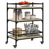 vidaXL Kitchen Trolley Sonoma Oak 25.6"x15.7"x34.1" Engineered Wood