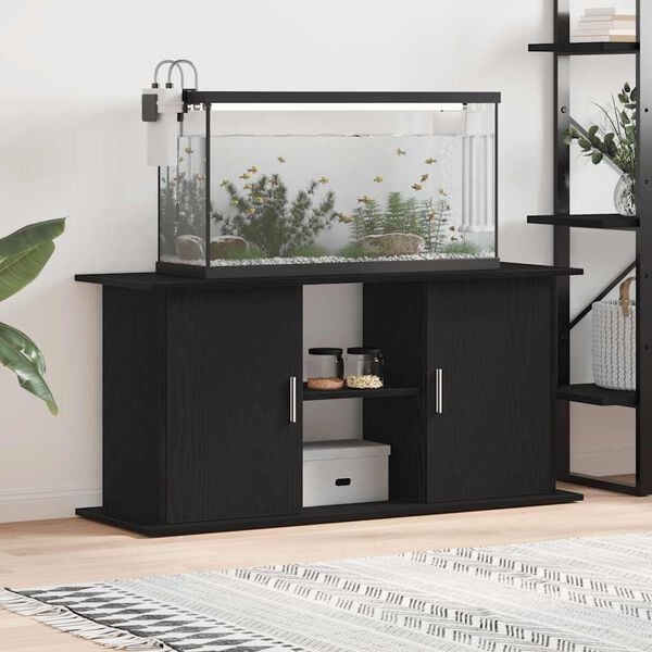 vidaXL Aquarium Stand Black Oak Engineered Wood 47.6 x 16.1 x 22.8 in