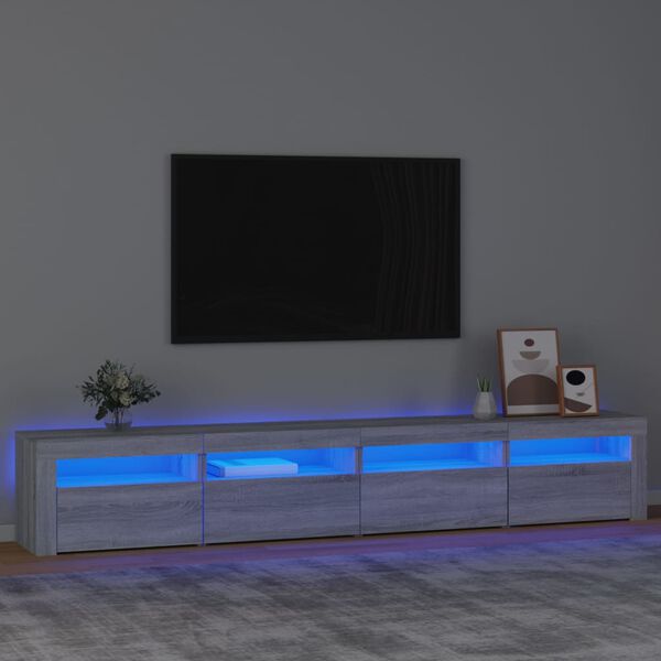 vidaXL TV Cabinet Grey sonoma Engineered wood Large Lights TV Cabinet