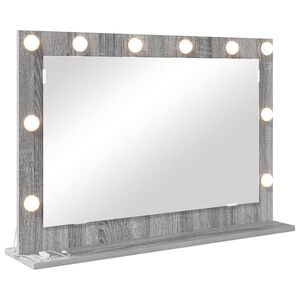vidaXL Vanity Mirror with Mirror Grey Sonoma 31.50 x 21.65 x 7.09 in