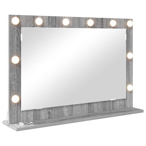 vidaXL Vanity Mirror with Mirror Grey Sonoma 31.50 x 21.65 x 7.09 in