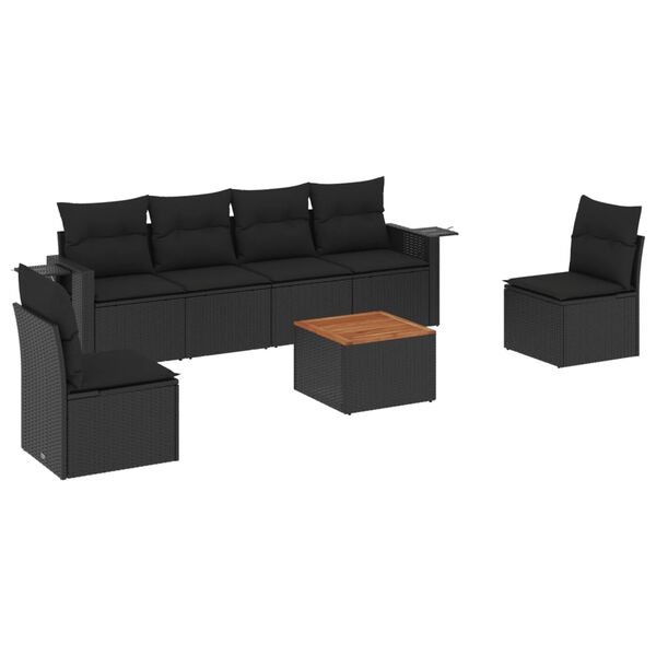 vidaXL Garden Sofa Set Black PE rattan Large Foldable Garden Sofa Set