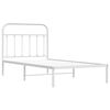 vidaXL Bed Frame White Powder-Coated Steel Twin Bed Frame Rectangular