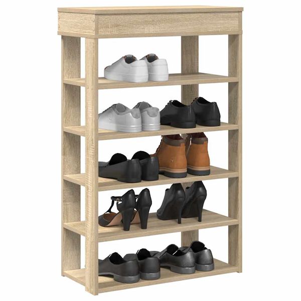 vidaXL Shoe Rack Sonoma oak Engineered wood Slim Shoe Rack Rectangular