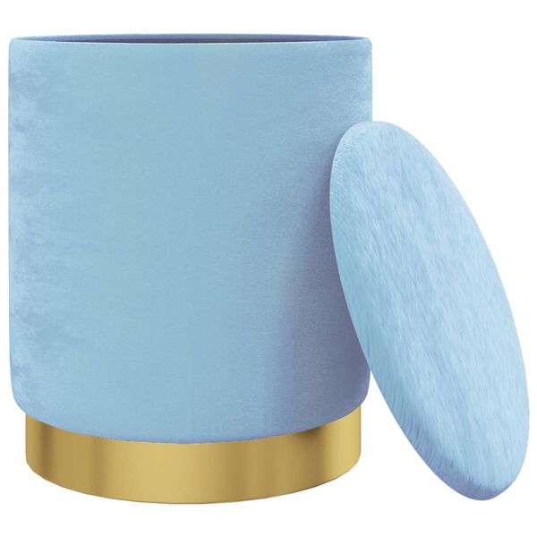 vidaXL Round Storage Hocker Light Blue Velvet 12.2" x 14.6"