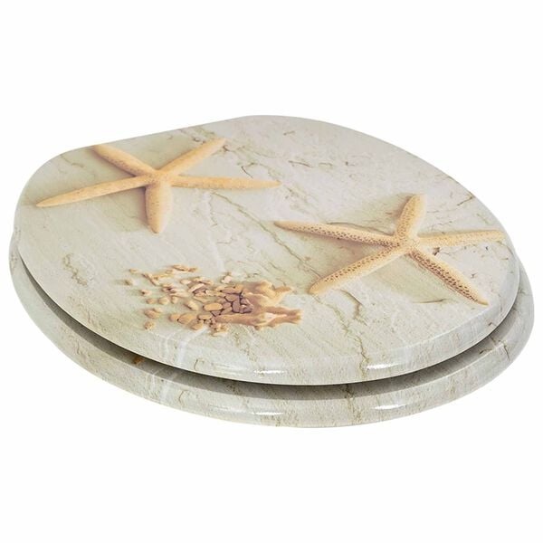 vidaXL WC Toilet Seats 2 pcs with Soft Close Lids MDF Starfish Design