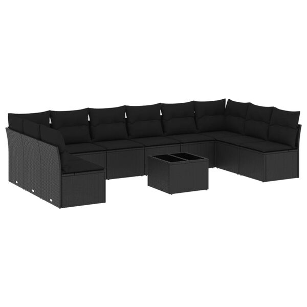 vidaXL Garden Sofa Set Black PE rattan Large Modular Garden Sofa Set