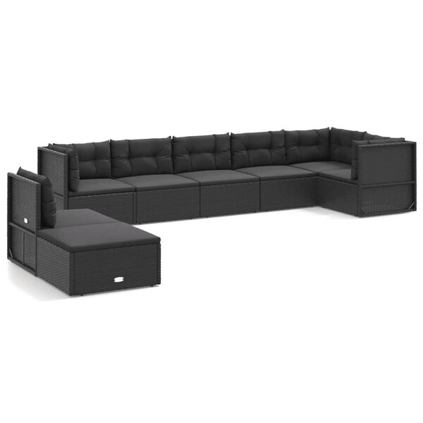 vidaXL Garden Lounge Set Black PE rattan Medium Modular