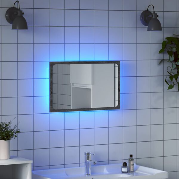 vidaXL Bathroom Mirror Grey Sonoma Engineered Wood, Glass Medium