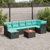vidaXL 8 Piece Garden Sofa Set with Cushions Black Poly Rattan
