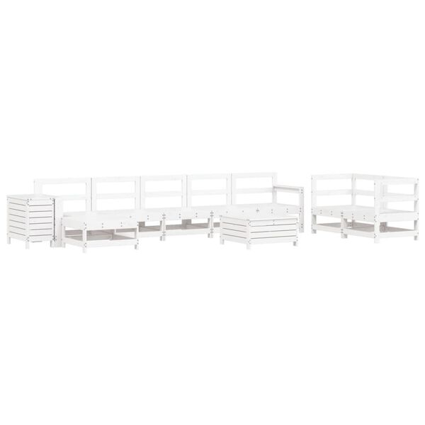 vidaXL Garden Sofa Set White Solid pine wood Large Adjustable Armrests