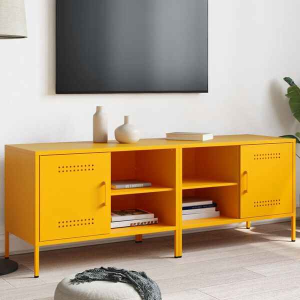 vidaXL TV Cabinet Set of 2 Mustard Yellow Steel Standard TV Cabinet