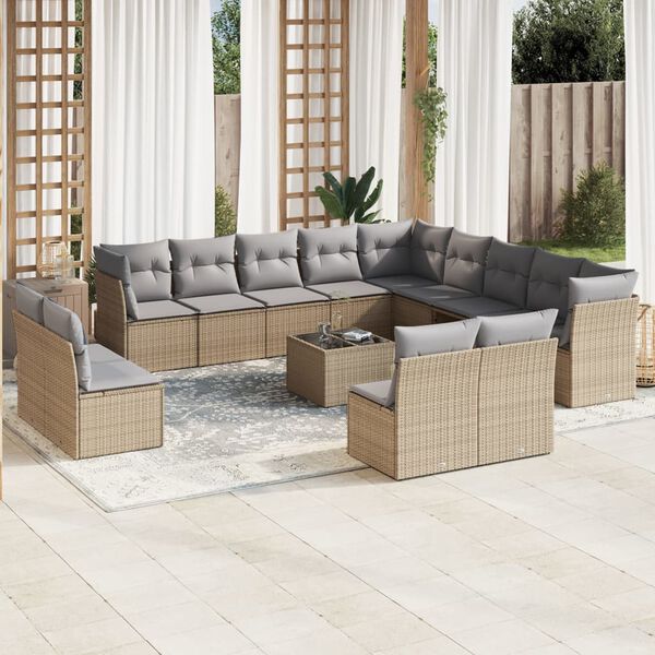 vidaXL Garden Sofa Set Beige, Light Grey