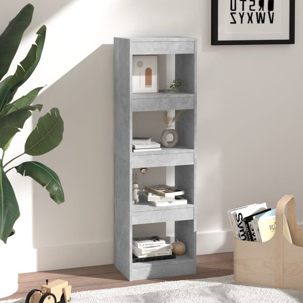 vidaXL Book Cabinet Concrete grey Engineered wood Medium Book Cabinet