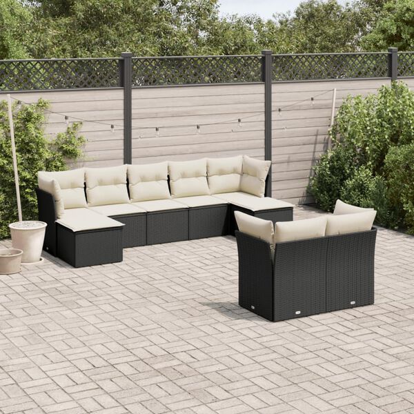 vidaXL Garden Sofa Set Black and Cream