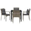 vidaXL Garden Dining Set with Cushion 5 pcs Grey Poly Rattan