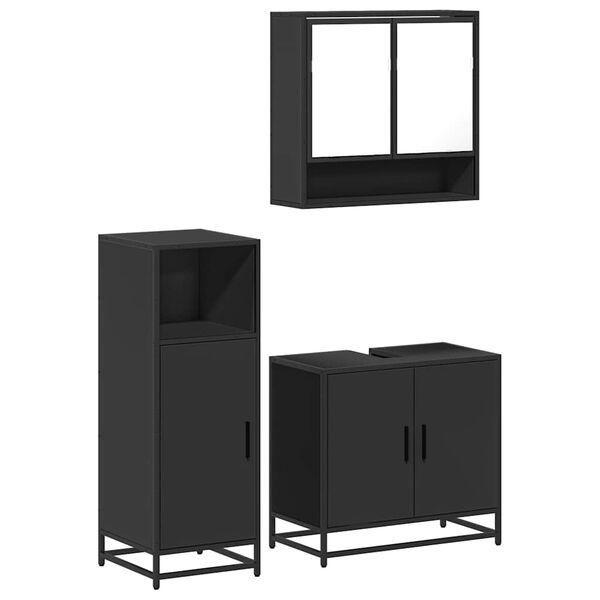vidaXL Bathroom Furniture Set Black Engineered wood Medium
