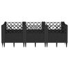 vidaXL Garden Planter Black PP (polypropylene) 48.6 x 17.1 x 17.1 in