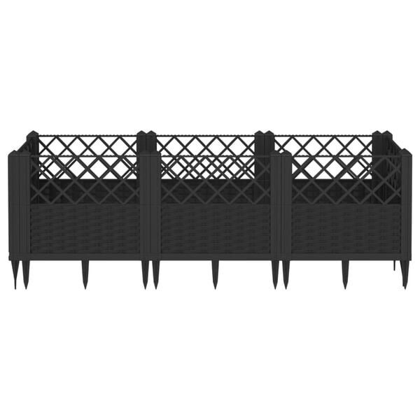 vidaXL Garden Planter Black PP (polypropylene) 48.6 x 17.1 x 17.1 in
