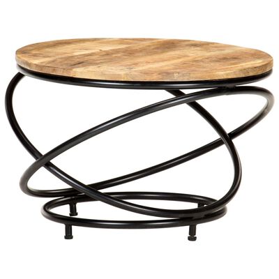 vidaXL Coffee Table Black 23.6"x23.6"x15.7" Solid Rough Mango Wood