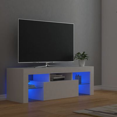 vidaXL TV Cabinet with LED Lights White 47.2"x13.8"x15.7"