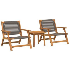 vidaXL Garden Chairs with Table 3 pcs Grey Solid Acacia Wood