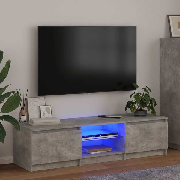 vidaXL TV Cabinet with LED Lights Concrete Grey 55.1x15.7x14.2"