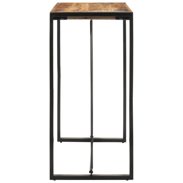vidaXL Bar Table Rough Mango Wood, Black Solid Rough Mango Wood, Iron