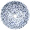 vidaXL Countertop Basin White and Blue Round &Phi;16.1x5.5" Ceramic