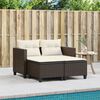 vidaXL Garden Sofa Brown PE Rattan 2-Seater Removable Covers