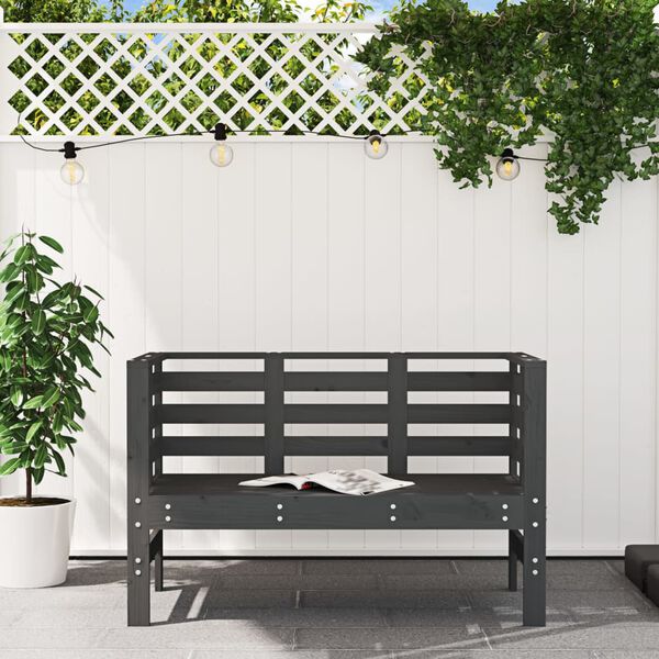 vidaXL Garden Bench Grey Solid pine wood 2-seater Durable Garden Bench