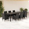 vidaXL 9 Piece Patio Dining Set with Cushions Black Poly Rattan and Glass
