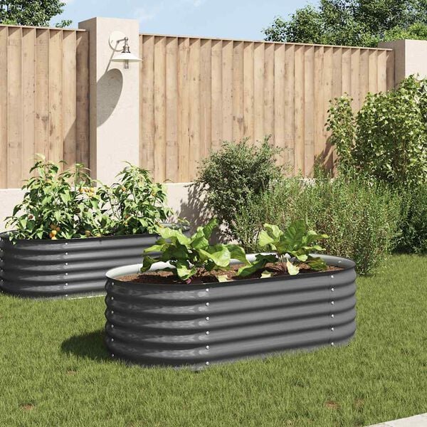vidaXL Garden Raised Bed Grey Galvanized steel 63 x 31.5 x 17.3 in