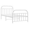 vidaXL Bed Frame White Powder-Coated Steel Single Bed Bed Frame