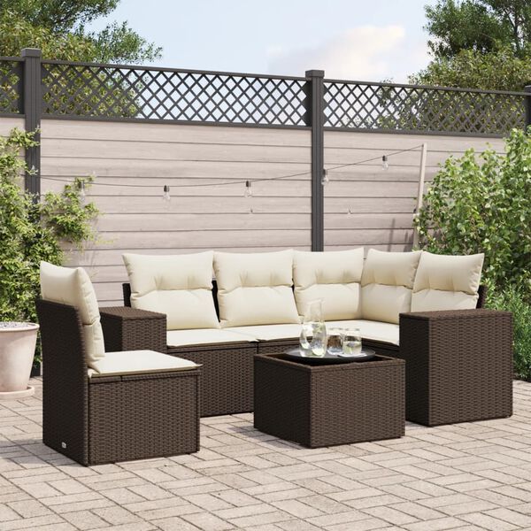 vidaXL Garden Sofa Set Brown, Cream White