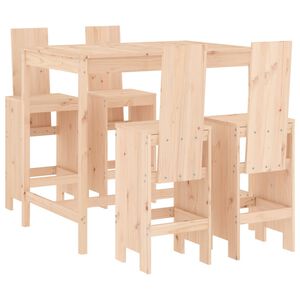 vidaXL Garden Bar Set Natural Wood Solid pine wood Medium Footrest